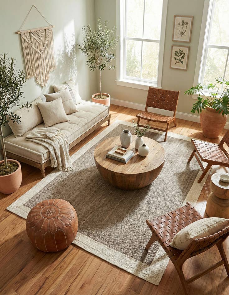 Detail image of 9' x 12'  Hand Braided Jute Rug