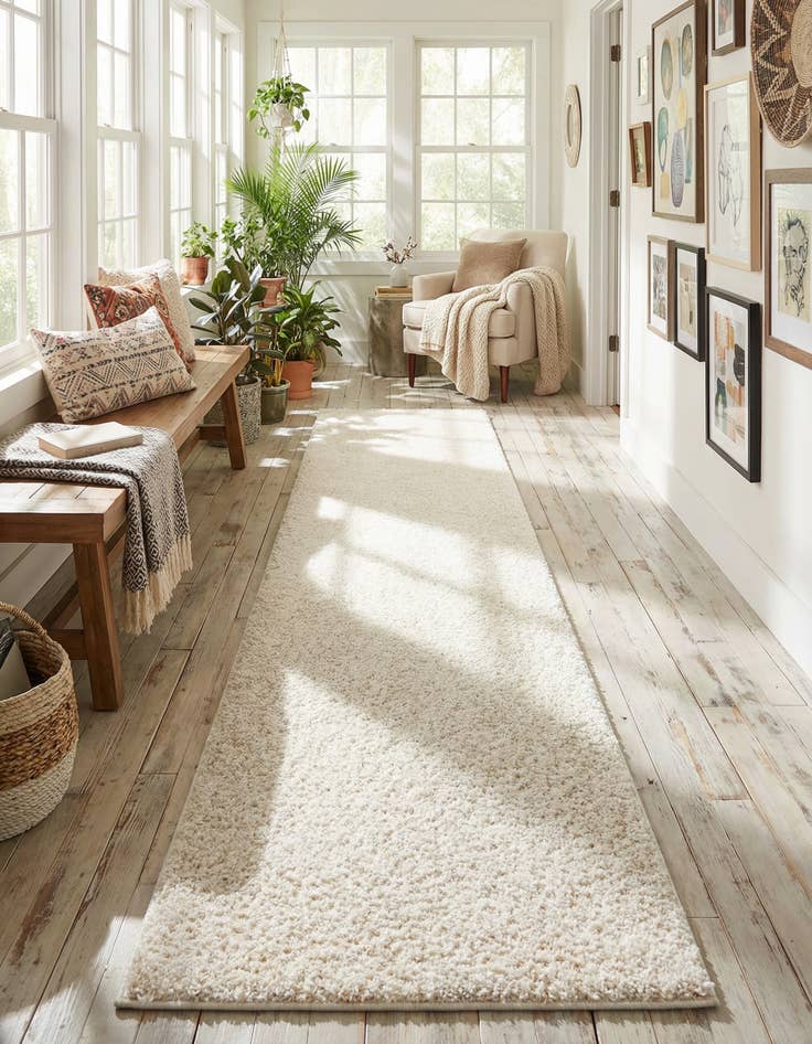 Detail image of 2' 6 x 13' Comfort Solid Shag Runner Rug