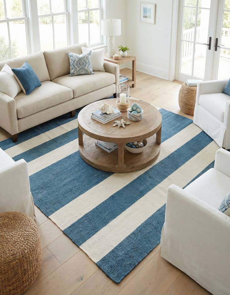 Detail image of 7' 10 x 7' 10 Hand Woven Jill Zarin Hamptons Square Rug