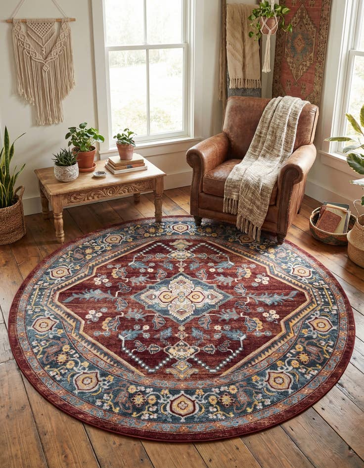 Detail image of 7' 10 x 7' 10 Kamala Washable Round Rug