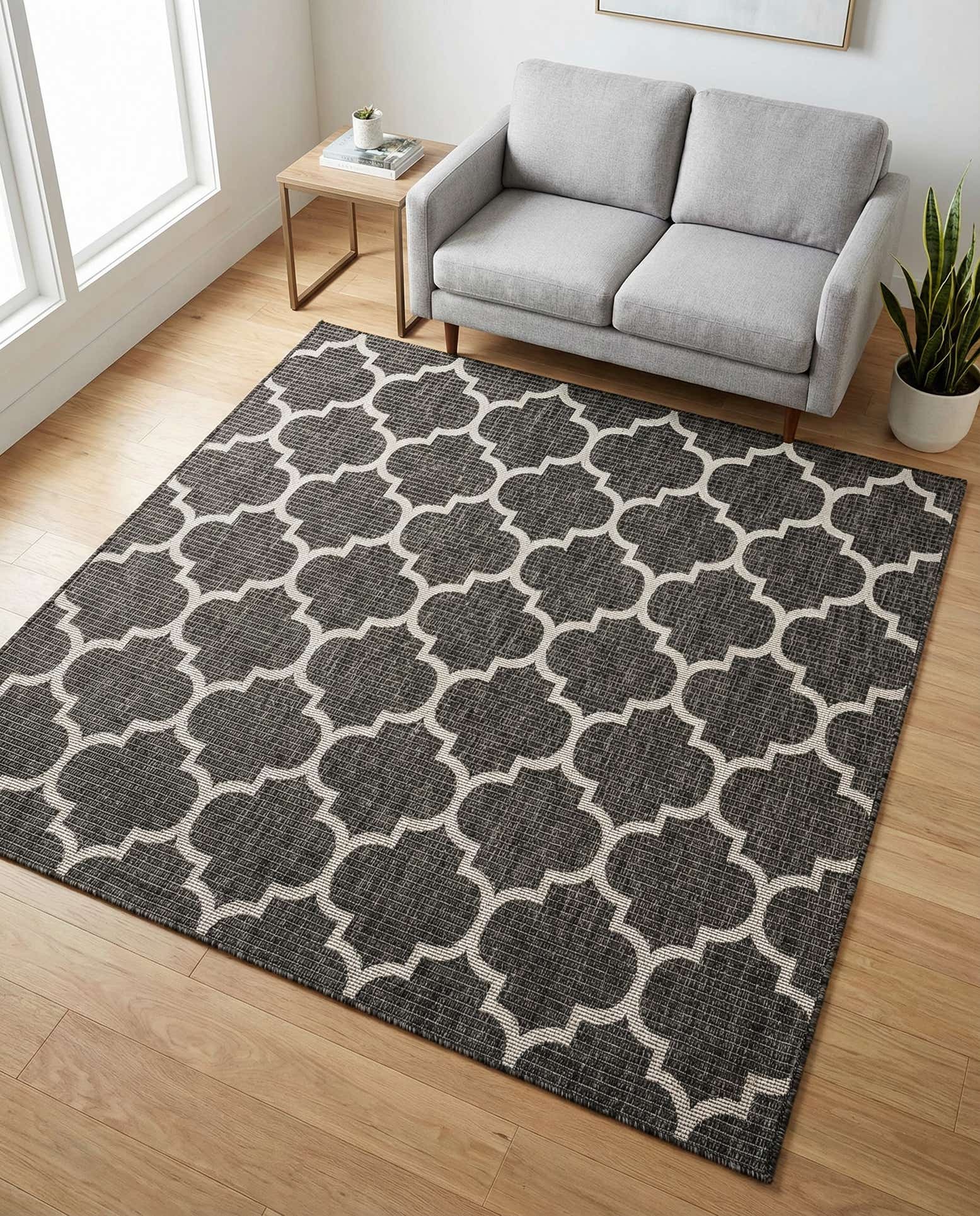 6' x 6' Easy-Clean Trellis Indoor / Outdoor Square Rug