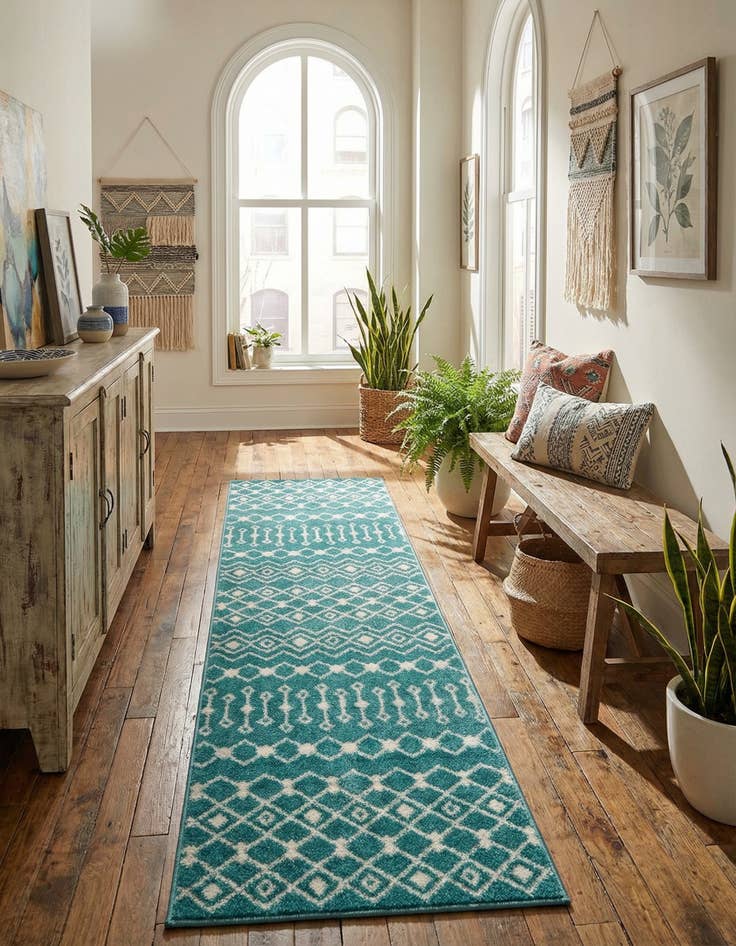 Detail image of 2' x 8' Moroccan Trellis Runner Rug