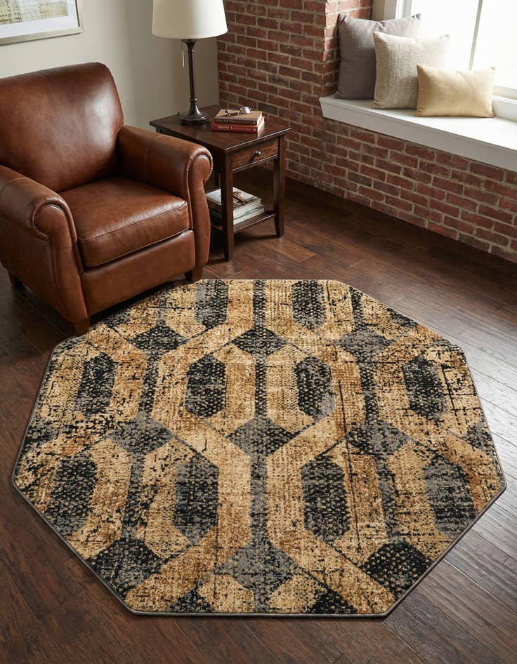 Detail image of 5' 3 x 5' 3 Saturn Octagon Rug