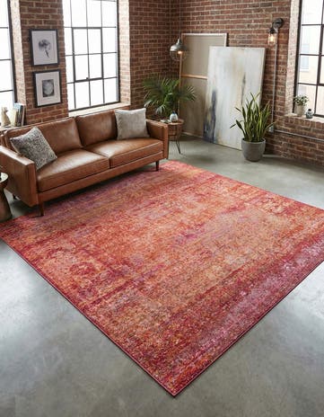 Red Aqua Square Rug