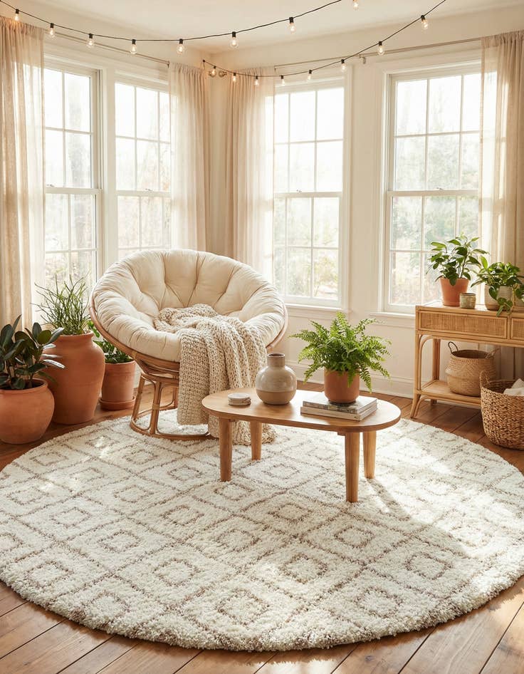 Detail image of 10' x 10' Lattice Shag Round Rug