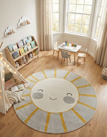 10' x 10' Sun Whimsy Kids Round Rug