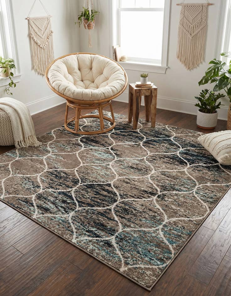 Detail image of 6' x 6' Lattice Frieze Square Rug