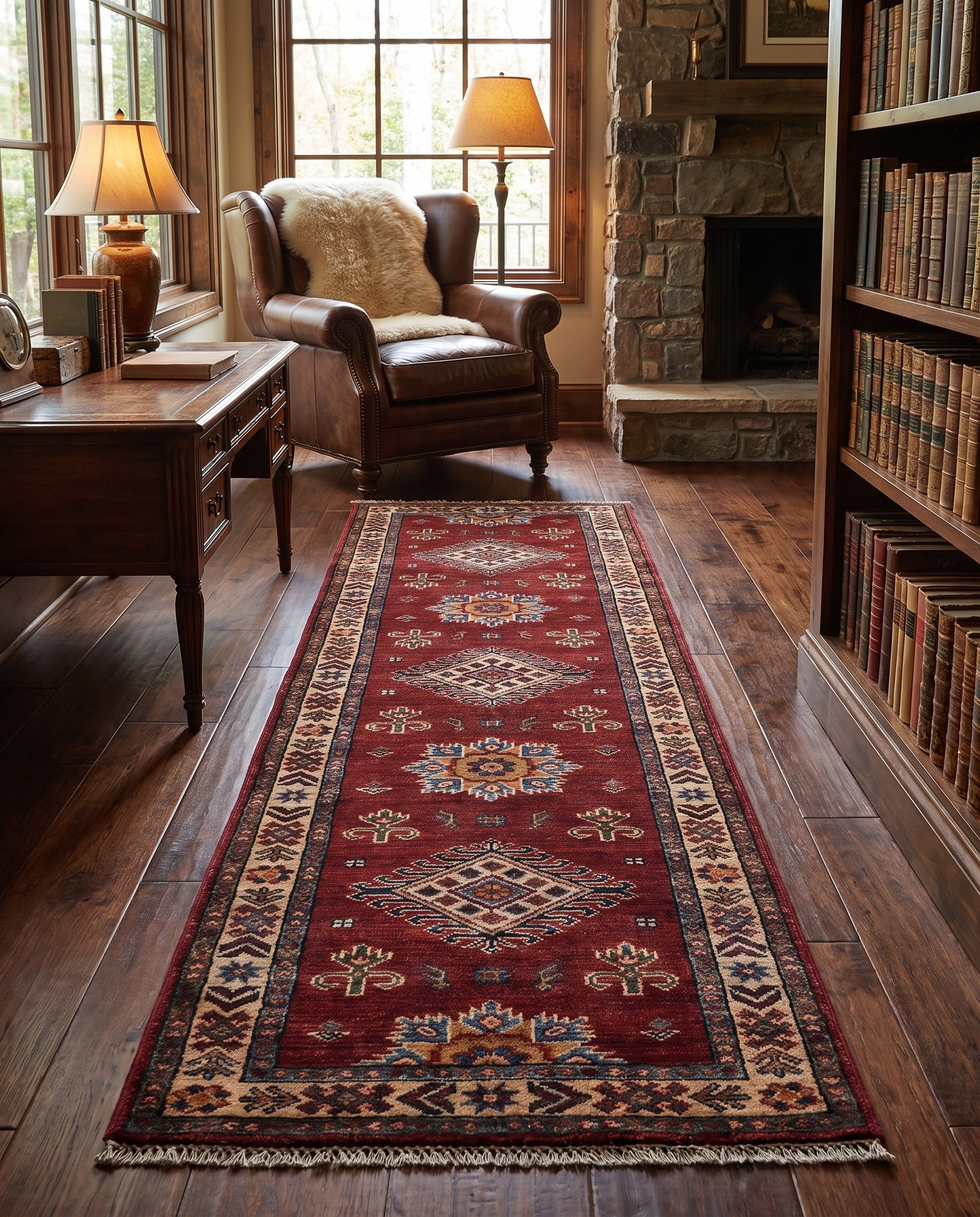 2' x 6' 3 Hand Knotted Kazak Runner Rug