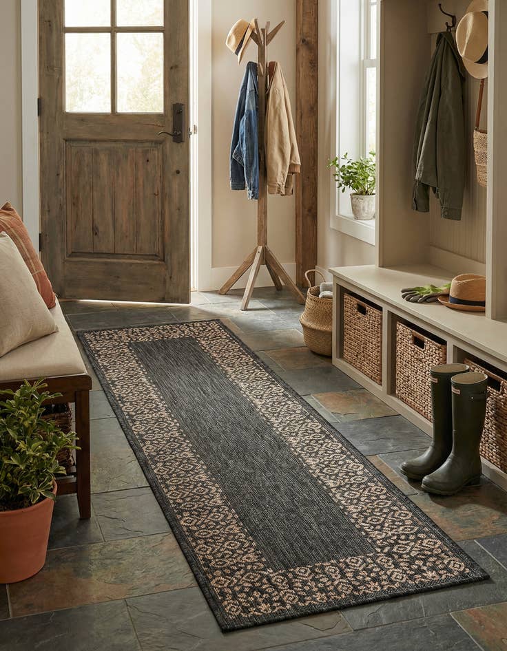 Detail image of 2' x 6' Washable Border Indoor / Outdoor Runner Rug