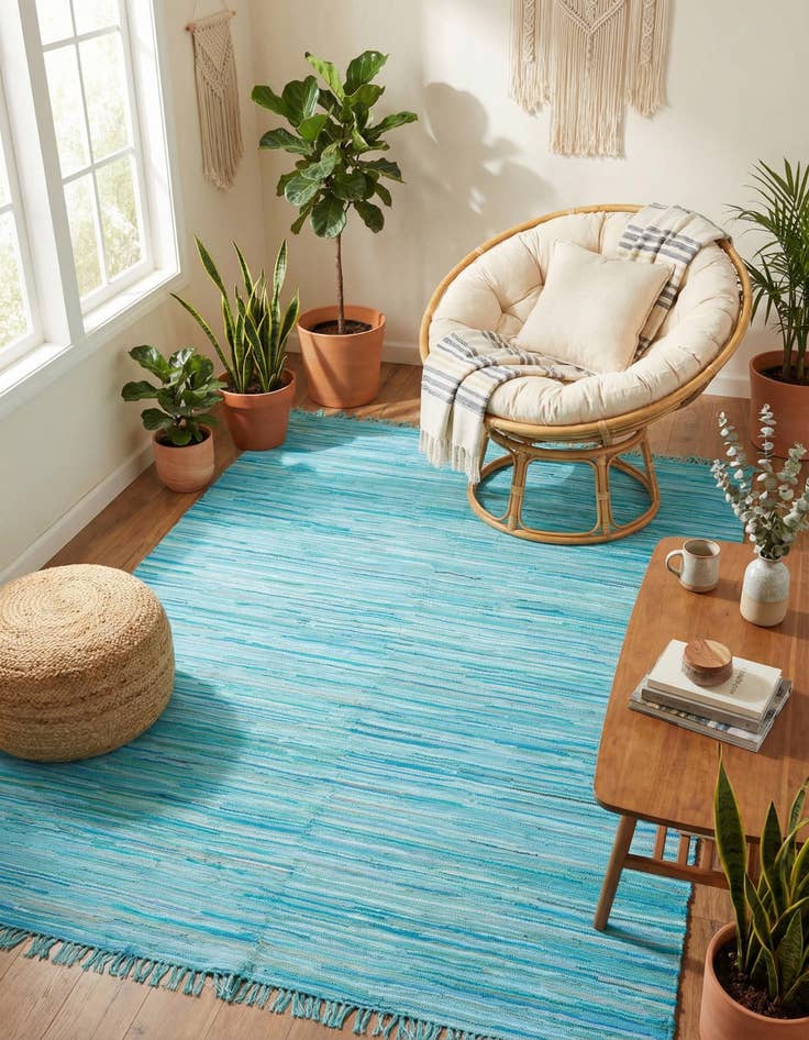 Detail image of 9' x 12'  Hand Woven Chindi Cotton Rug