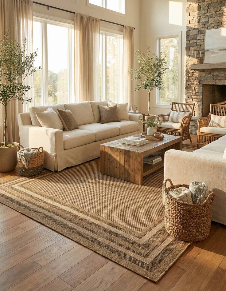 Detail image of 8' x 11' 4 Washable Border Indoor / Outdoor Rug