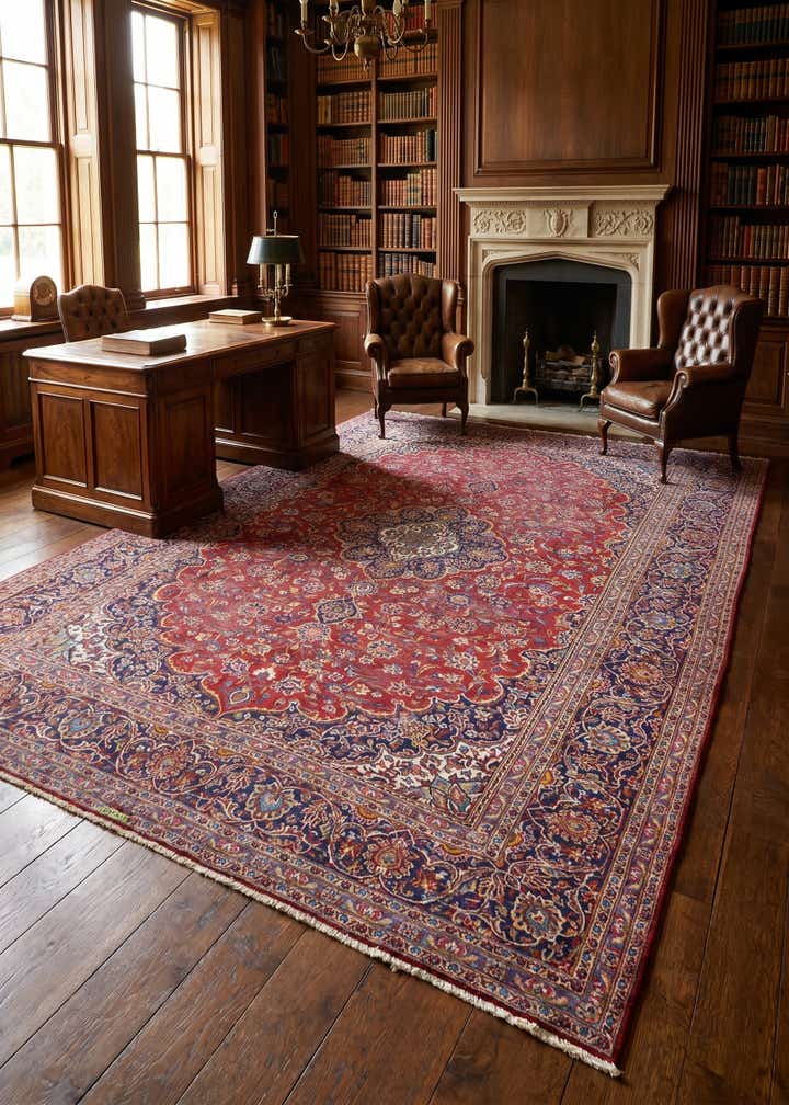 9' 10 x 13' 2 Hand Knotted Isfahan Persian Wool Rug