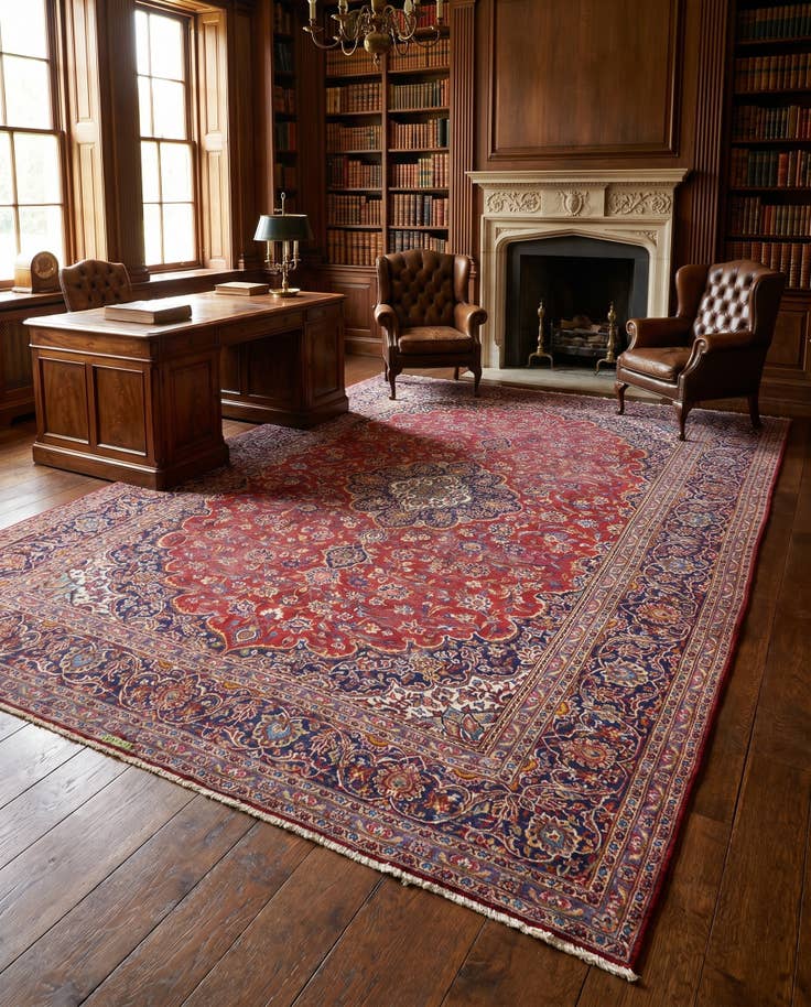 Detail image of 9' 10 x 13' 2 Hand Knotted Isfahan Persian Wool Rug