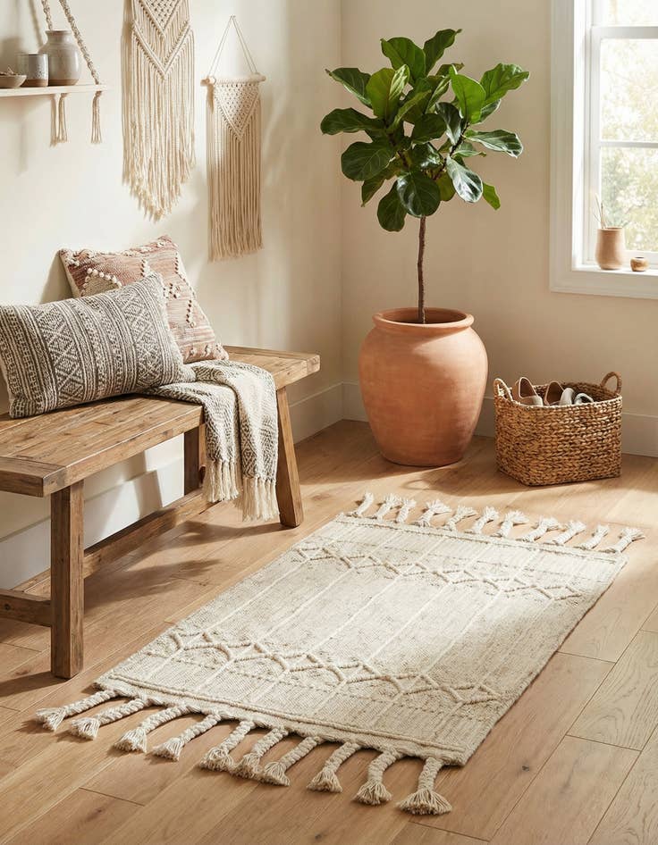 Detail image of 2' x 3' 1  Washable Eco Bohemian Indoor / Outdoor Rug