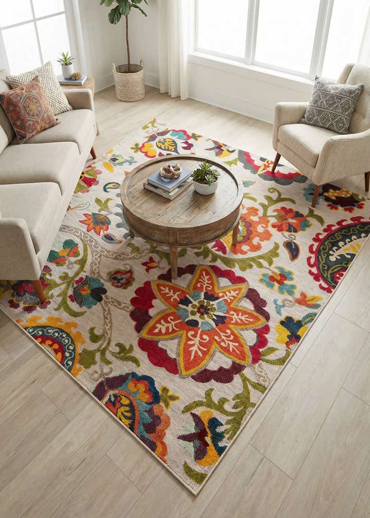 7' 10 x 7' 10 Easy-Clean Casablanca Indoor / Outdoor Square Rug
