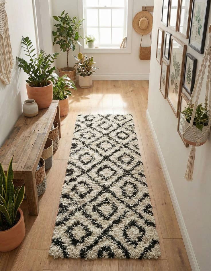 Detail image of 2' x 8' Trellis Shag Runner Rug