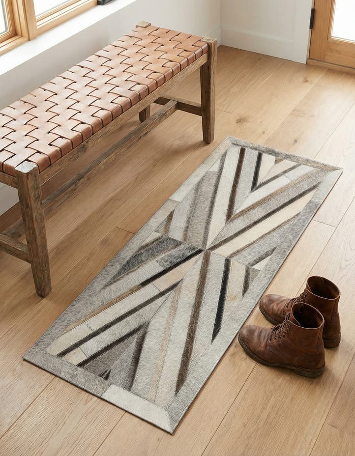 1' 2 x 3' 1 Cowhide Leather Runner ...