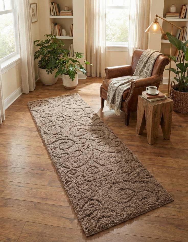 Detail image of 2' x 6' 7 Botanical Shag Runner Rug