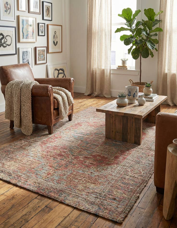 Detail image of 4' 1 x 6' 1 Chenille Jute Rug