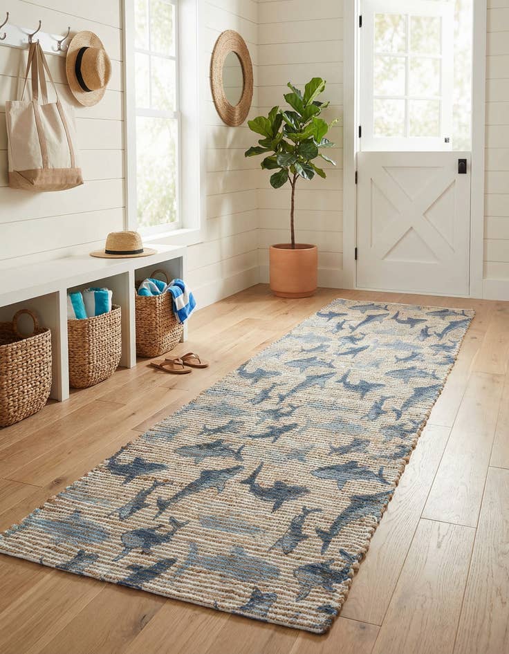 Detail image of 2' x 6' 1  Hand Woven Chenille Jute Runner Rug