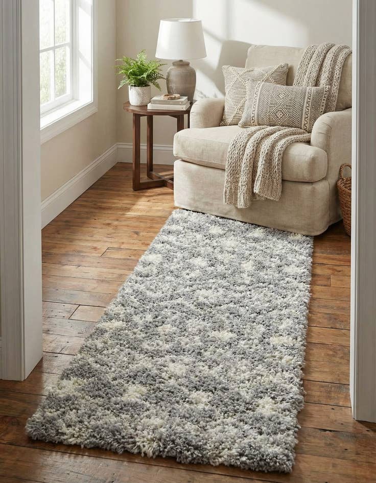 Detail image of 2' x 6' Moroccan Trellis Shag Runner Rug