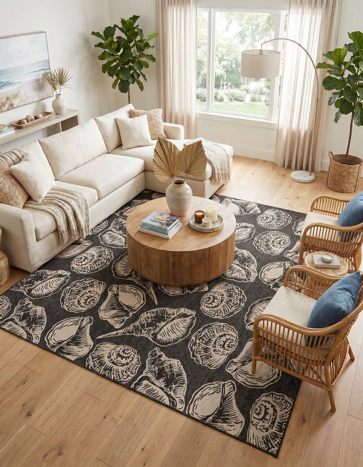 Detail image of 13' x 13' Easy-Clean Coastal Indoor / Outdoor Square Rug