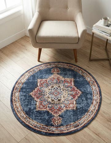 Dark Blue Eden Round Rug