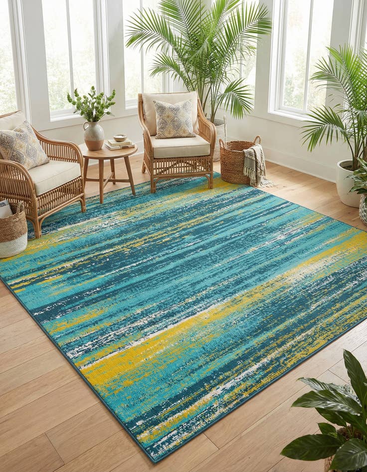 Detail image of 10' x 10' Washable Coastal Indoor / Outdoor Square Rug