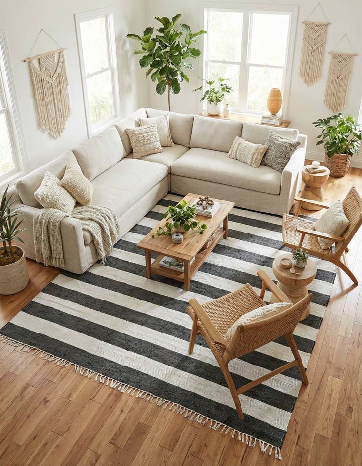 Detail image of 10' x 13' 1 Hand Woven Chindi Rag Rug