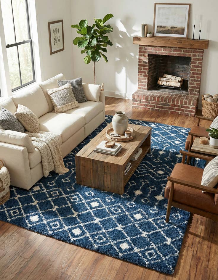 Detail image of 10' x 14' Moroccan Trellis Shag Rug