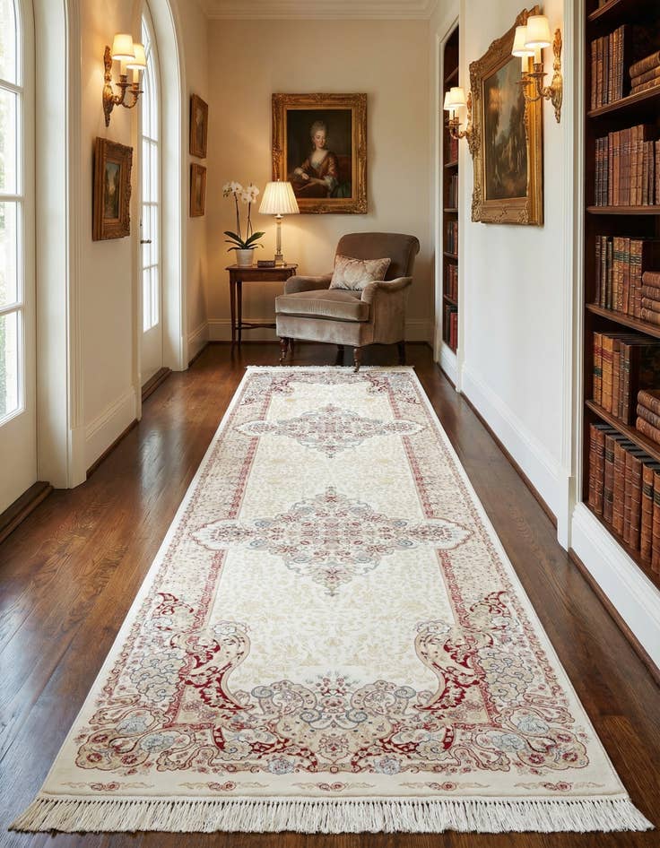 Detail image of 2' 7 x 9' 10 Qom Bamboo Silk Runner Rug