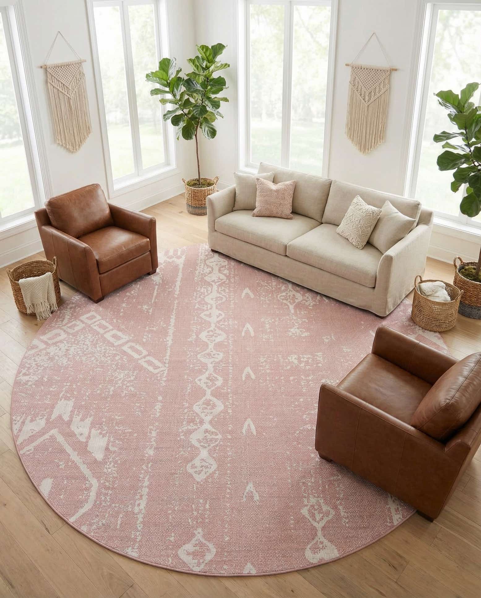 13' x 13' Easy-Clean Bohemian Indoor / Outdoor Round Rug