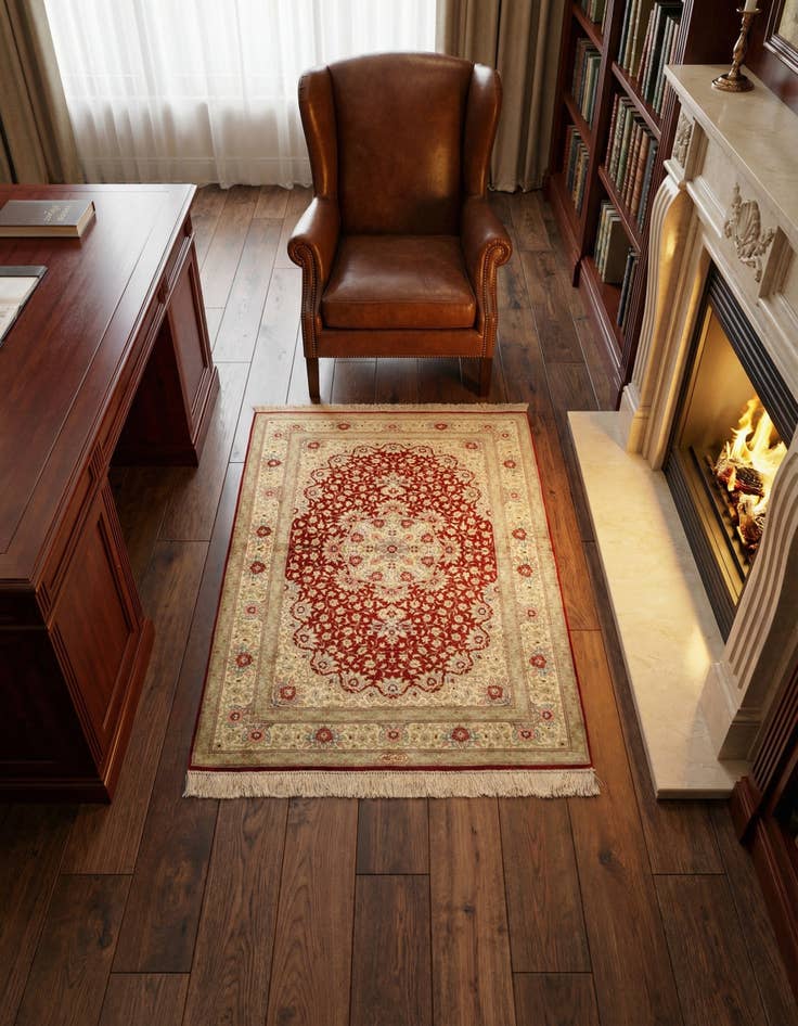 Detail image of 3' 3 x 4' 11 Ghom Silk Rug