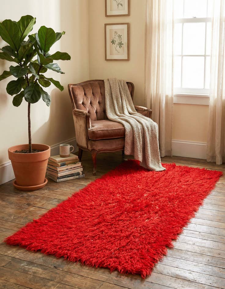 Detail image of 2' 4 x 4' 5 Hand Knotted Moroccan Wool Runner Rug