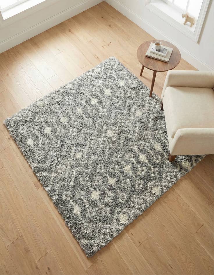 Detail image of 5' 3 x 5' 3 Moroccan Trellis Shag Square Rug