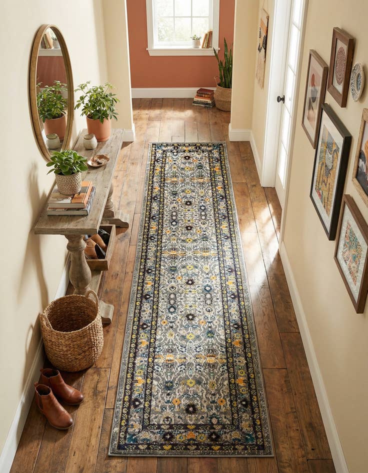 Detail image of 2' 7 x 10' Washable Fleur Runner Rug