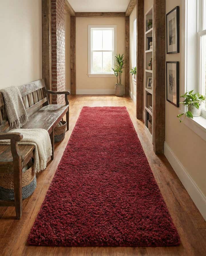 2' 7 x 14' Solid Shag Runner Rug
