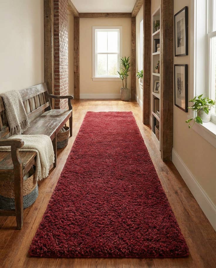 Detail image of 2' 7 x 14' Solid Shag Runner Rug
