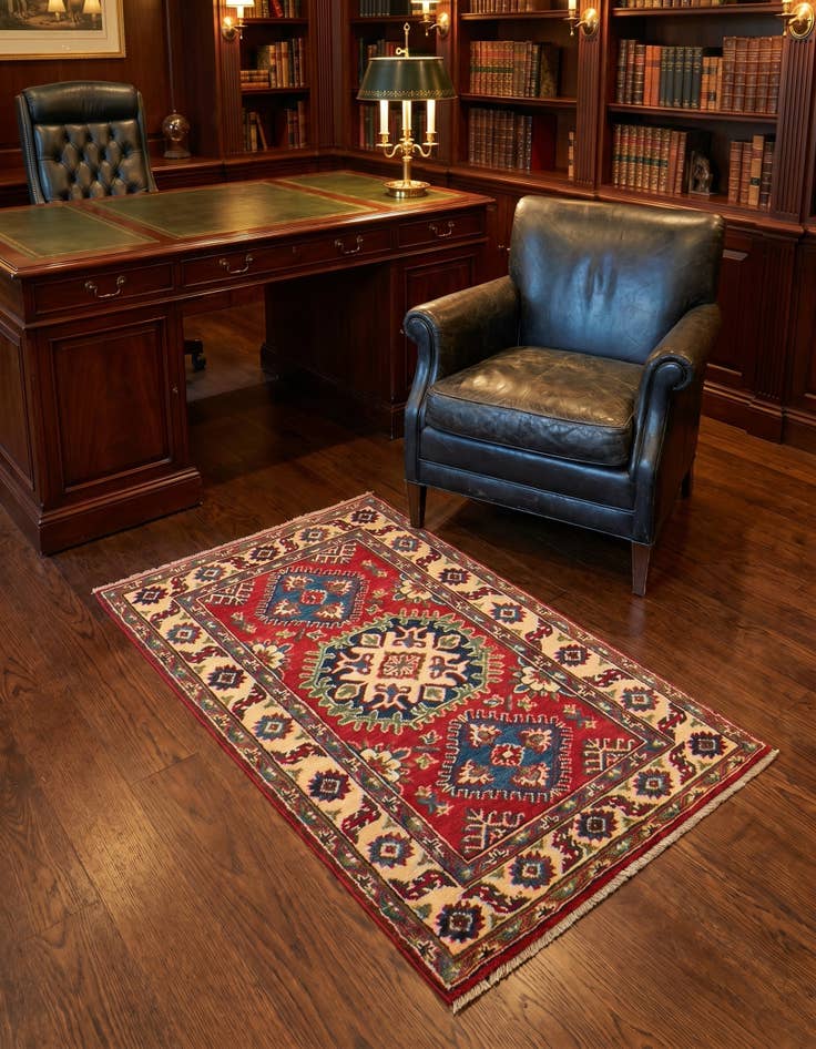 Detail image of 2' 8 x 4' 2 Hand Knotted Kazak Rug