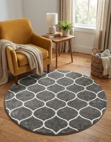 4' x 4' Lattice Frieze Round Rug