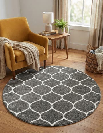 4' x 4' Lattice Frieze Round Rug