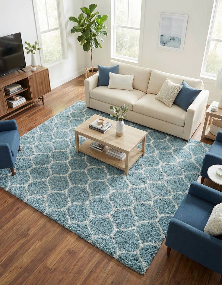 Detail image of 10' x 10' Lattice Shag Square Rug