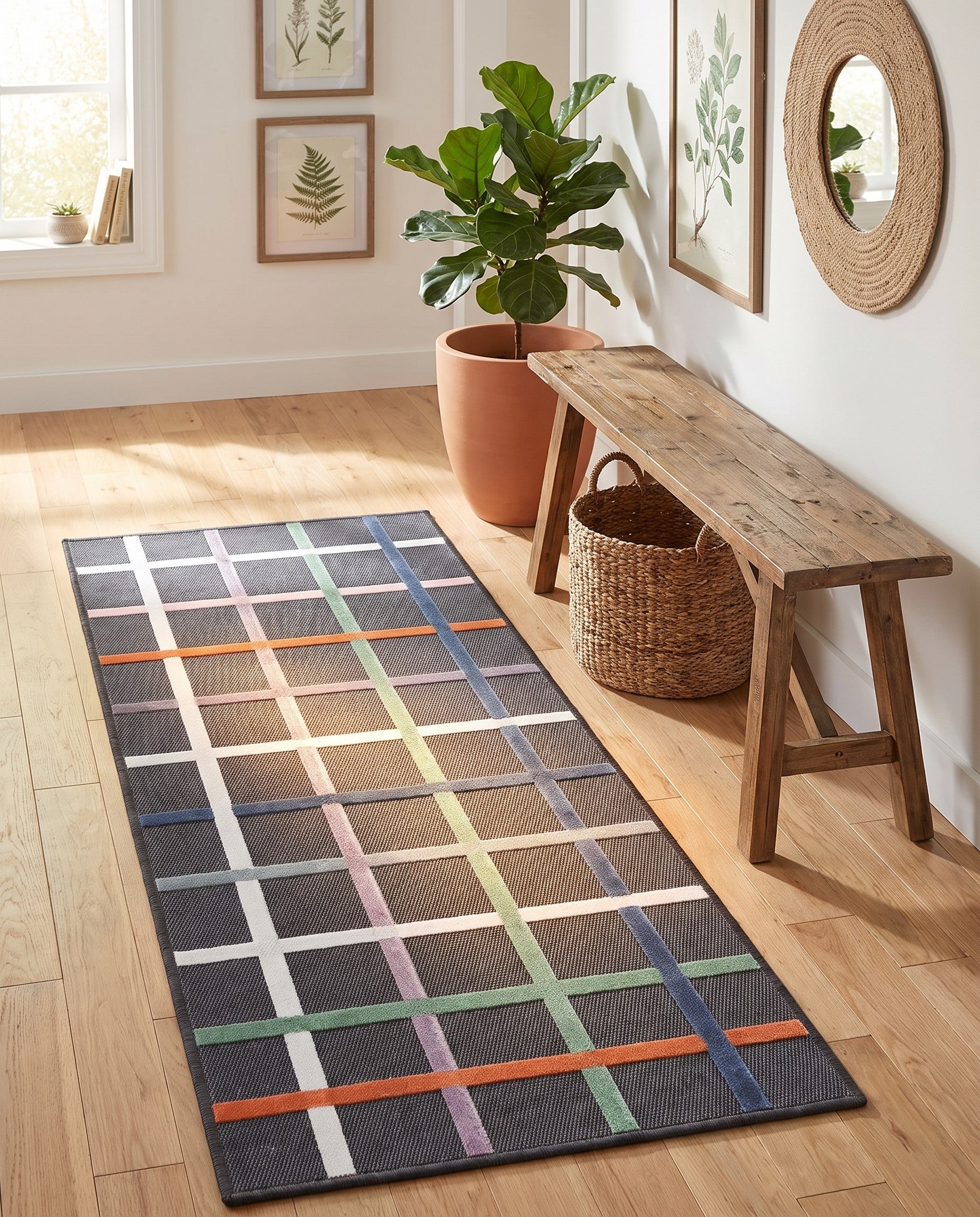 2' 2 x 5' 3 Easy-Clean Checkered Indoor / Outdoor Runner Rug