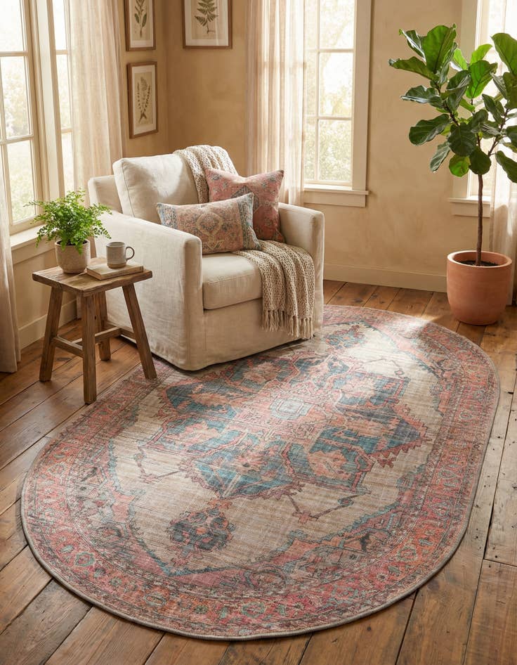 Detail image of 5' 3 x 8'  Washable Nostalgia Oval Rug