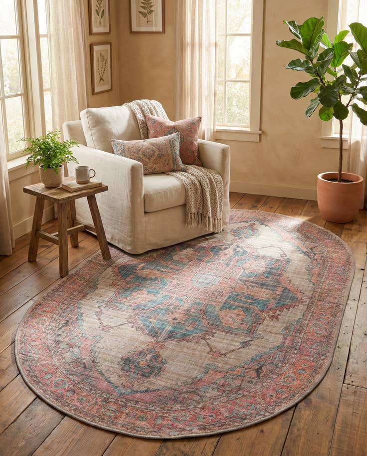 Detail image of 5' 3 x 8' Washable Nostalgia Oval Rug