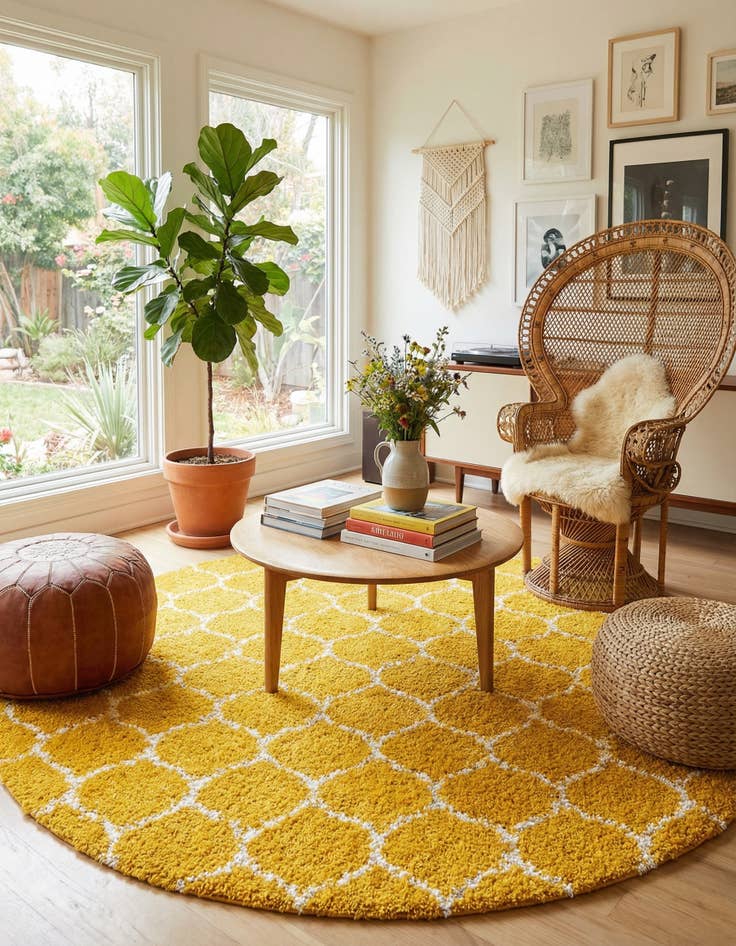 Detail image of 10' x 10' Lattice Shag Round Rug