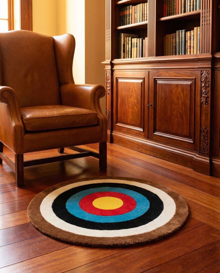 Detail image of 2' x 2' Hand Knotted WM Brown Target Round Rug