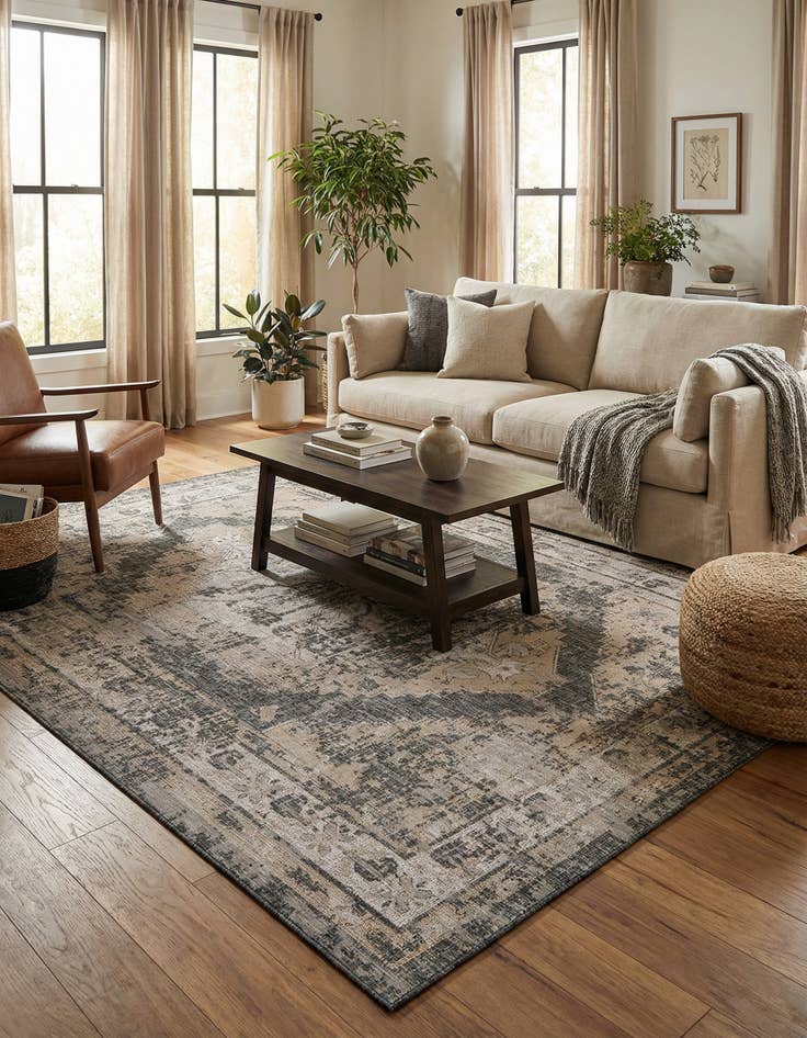 Detail image of 9' x 12'  Washable Traditional Indoor / Outdoor Rug