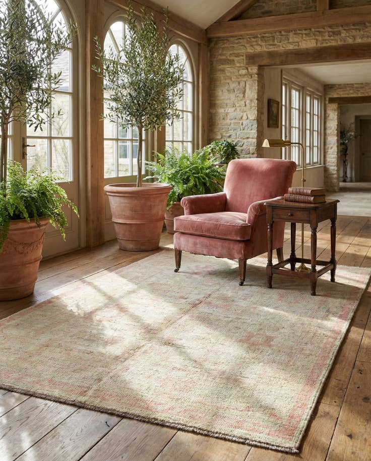 Detail image of 5' x 6' 9 Hand Knotted Oushak Wool Rug