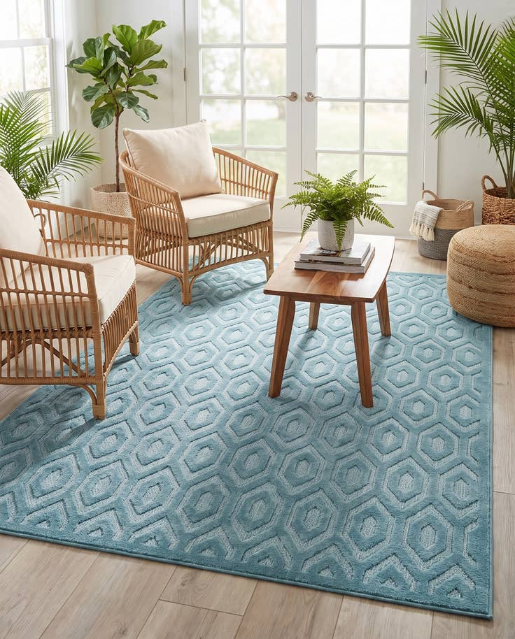 Detail image of 7' 10 x 10' Easy-Clean Trellis Textured Indoor / Outdoor Rug